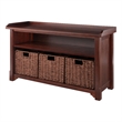 Winsome Milan 4-Piece Storage Solid Wood Bench w/ 3 Foldable Baskets in Walnut