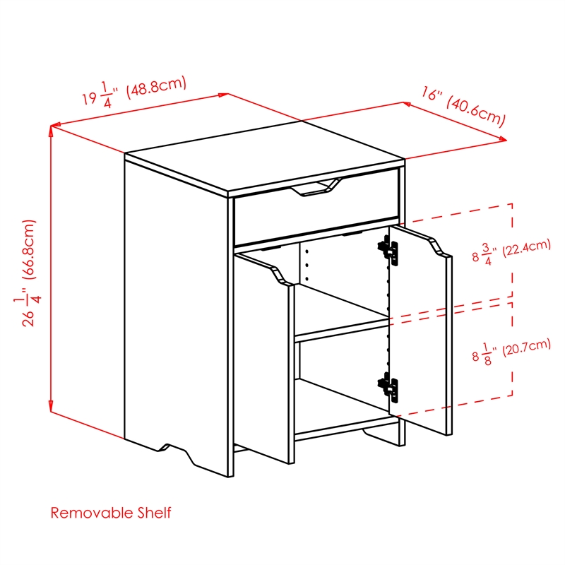 Winsome Nova 1-Drawer Contemporary Wood Storage Cabinet in Charcoal