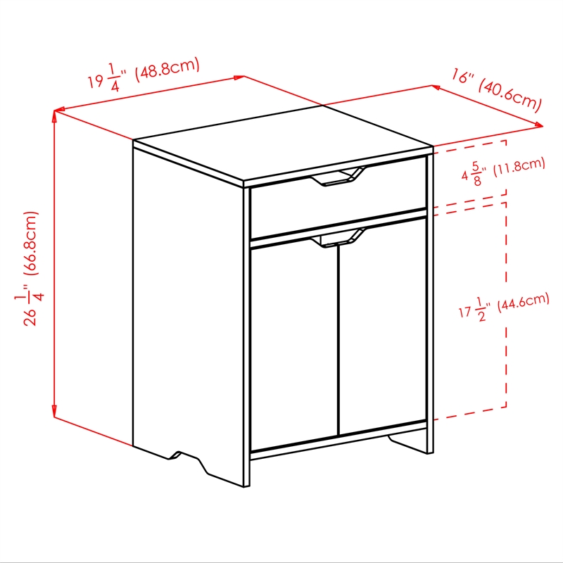 Winsome Nova 1-Drawer Contemporary Wood Storage Cabinet in Charcoal