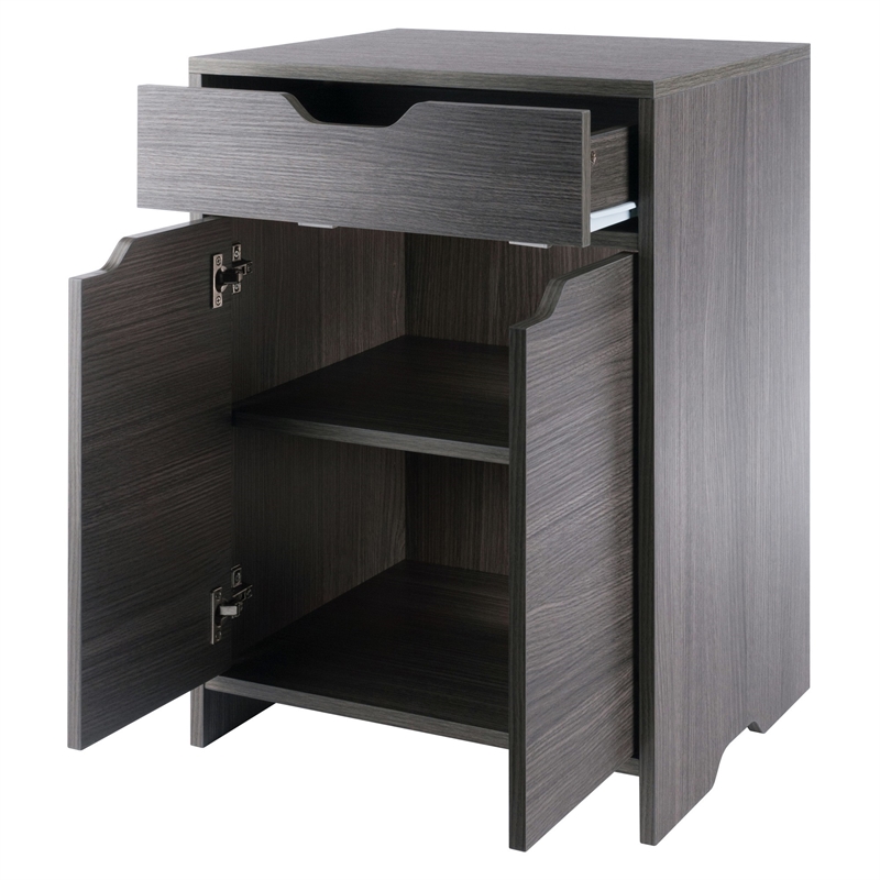 Winsome Nova 1-Drawer Contemporary Wood Storage Cabinet in Charcoal