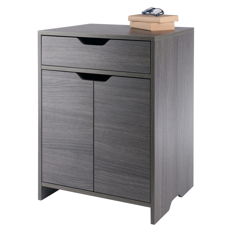 Winsome Nova 1-Drawer Contemporary Wood Storage Cabinet in Charcoal