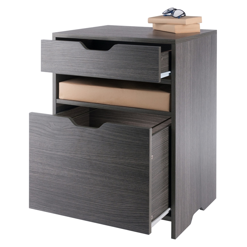 Winsome Nova Filing Contemporary Wood Storage Cabinet in Charcoal