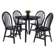 Winsome Moreno 5-Piece Drop Leaf Transitional Solid Wood Dining Set in Black