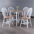Winsome Sorella 5-Piece Drop Leaf Solid Wood Dining Set in Natural and White