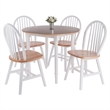Winsome Sorella 5-Piece Drop Leaf Solid Wood Dining Set in Natural and White