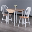 Winsome Sorella 3-Piece Drop Leaf Solid Wood Dining Set in Natural and White