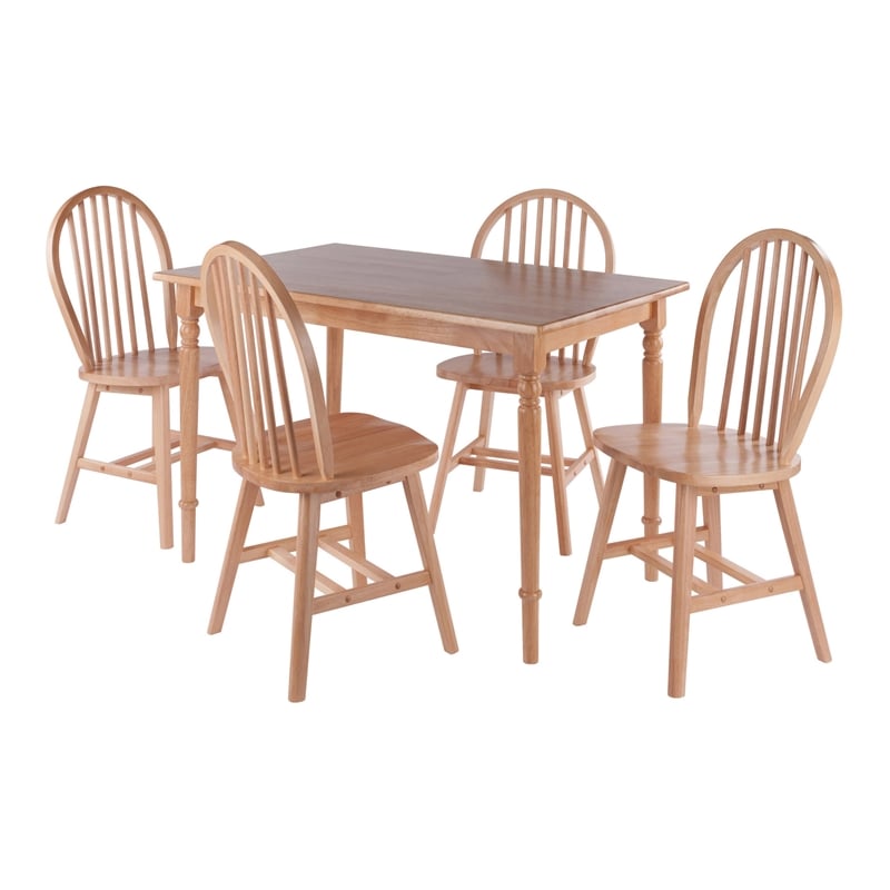 Winsome Ravenna 5-Piece Solid Wood Dining Table with Windsor Chairs in Natural