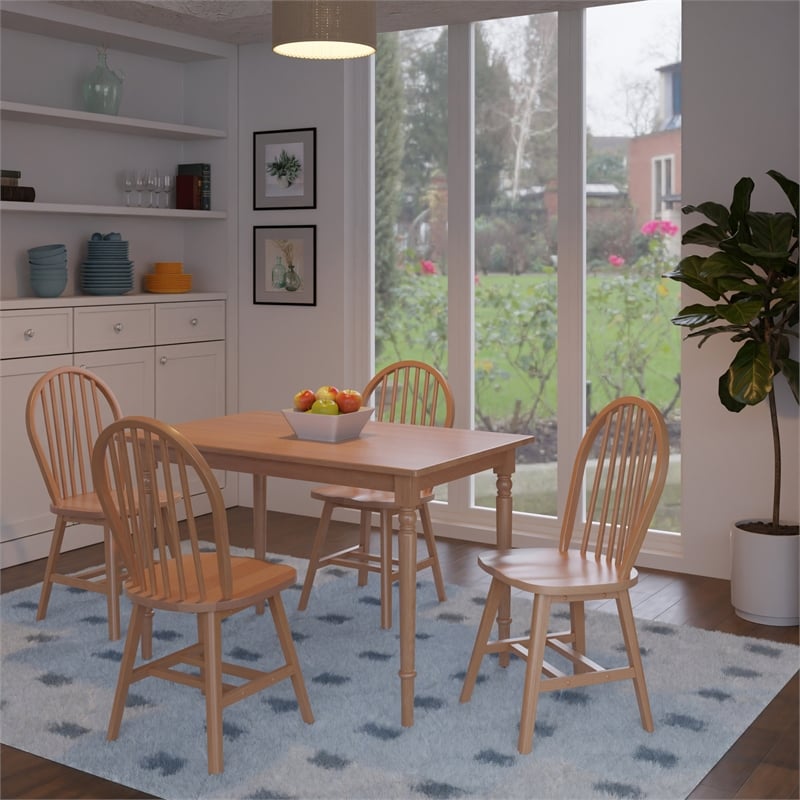 Winsome Ravenna 5-Piece Solid Wood Dining Table with Windsor Chairs in Natural