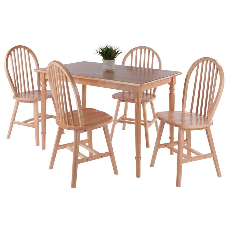 Winsome Ravenna 5-Piece Solid Wood Dining Table with Windsor Chairs in Natural