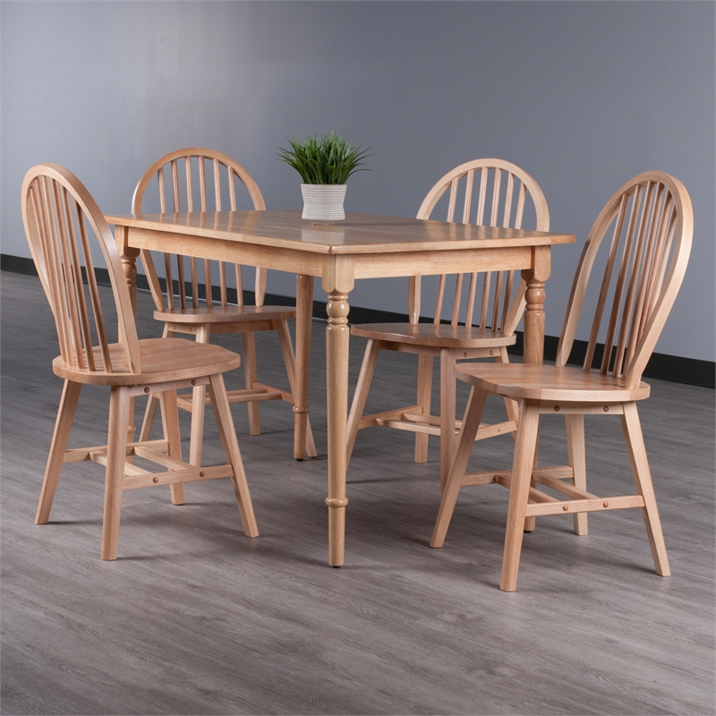 Winsome Ravenna 5-Piece Solid Wood Dining Table with Windsor