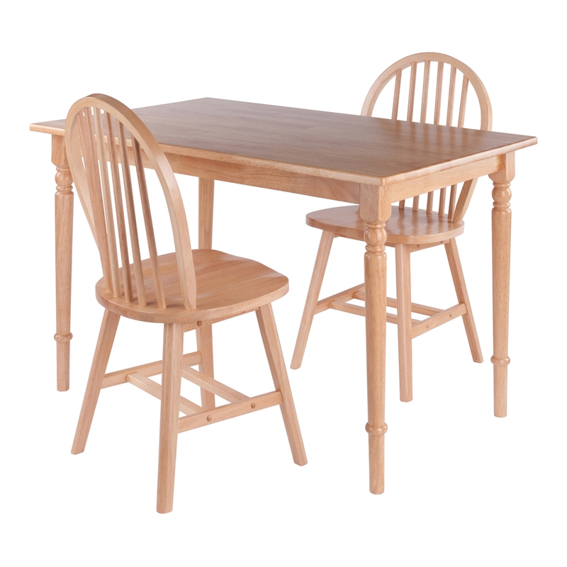 Winsome Ravenna 3-Piece Solid Wood Dining Table with Windsor Chairs in Natural