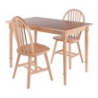 Winsome Ravenna 3-Piece Solid Wood Dining Table with Windsor Chairs in Natural