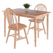 Winsome Ravenna 3-Piece Solid Wood Dining Table with Windsor Chairs in Natural