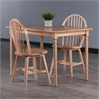 Winsome Ravenna 3-Piece Solid Wood Dining Table with Windsor Chairs in Natural