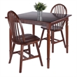 Winsome Mornay 3-Piece Solid Wood Dining Table with Windsor Chairs in Walnut