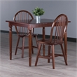 Winsome Mornay 3-Piece Solid Wood Dining Table with Windsor Chairs in Walnut