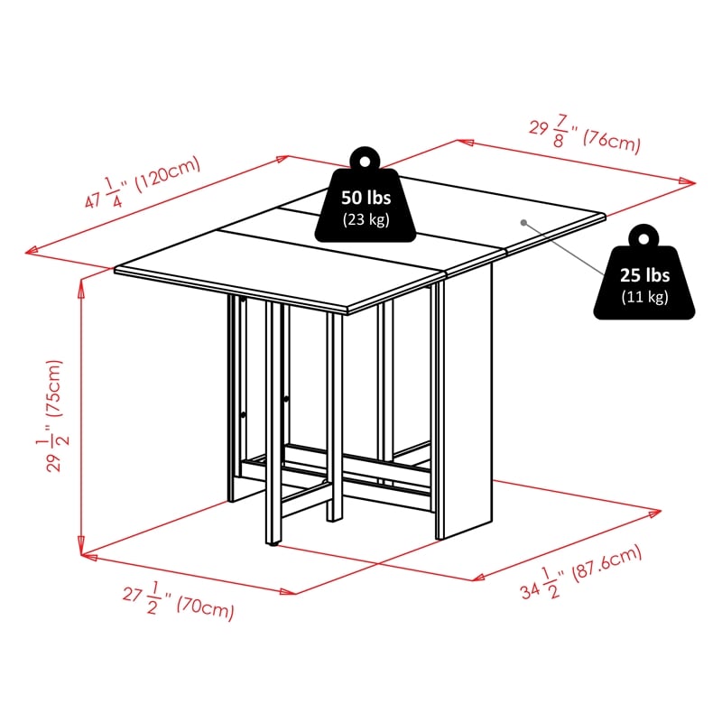 Winsome Clara Double Drop Leaf Transitional Solid Wood Dining Table in Walnut