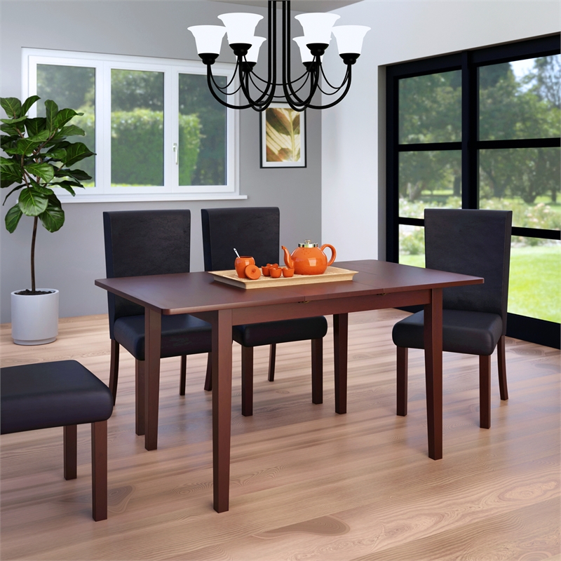 Winsome Darren Transitional Solid Wood Dining Table Extension Top in Walnut