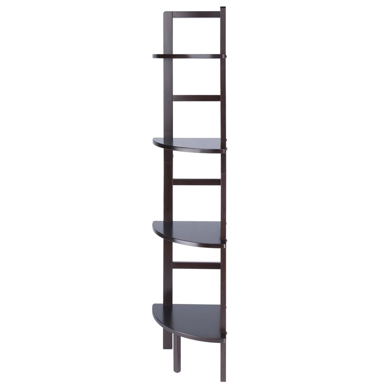 Winsome Aiden Corner Transitional Solid Wood Baker's Rack in Coffee