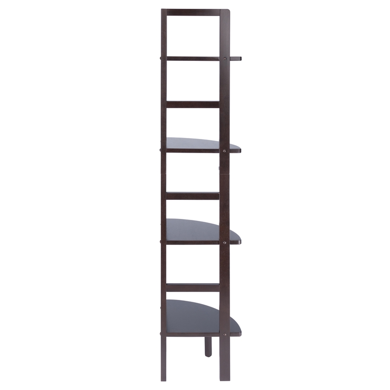 Winsome Aiden Corner Transitional Solid Wood Baker's Rack in Coffee