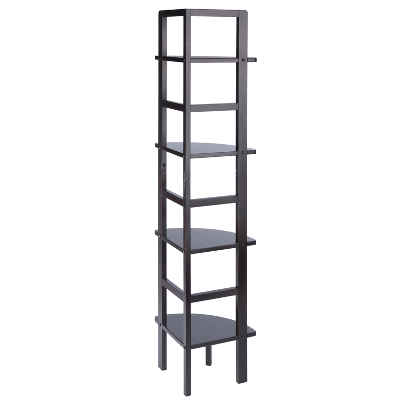 Winsome Aiden Corner Transitional Solid Wood Baker's Rack in Coffee