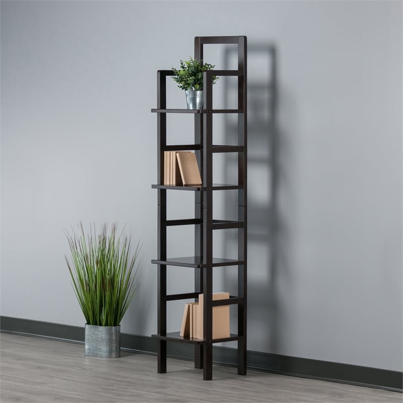 Winsome Aiden Narrow Transitional Solid Wood Baker's Rack in Coffee