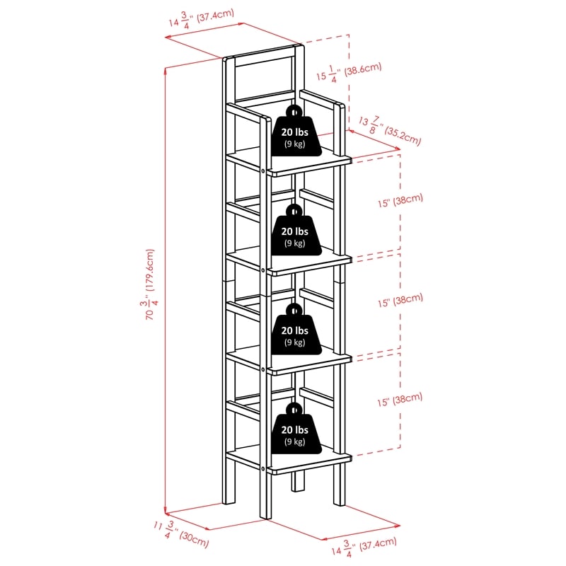 Winsome Aiden Narrow Transitional Solid Wood Baker's Rack in Coffee