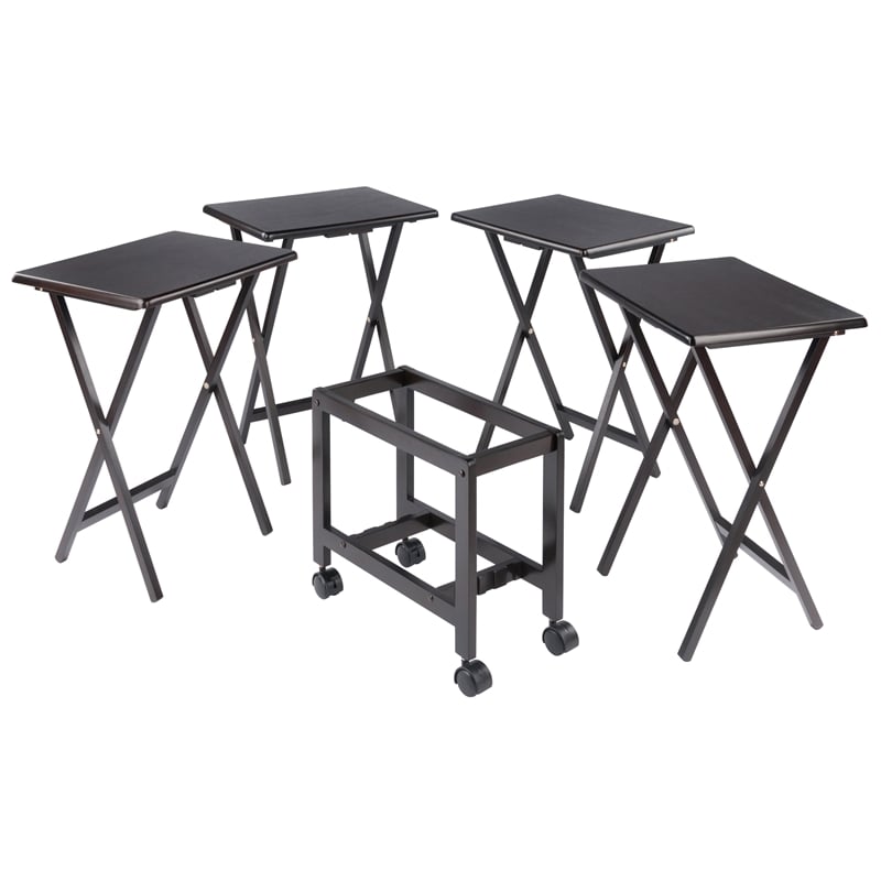 Winsome Allen 5-Piece Transitional Solid Wood Snack Table Set Coffee Finish