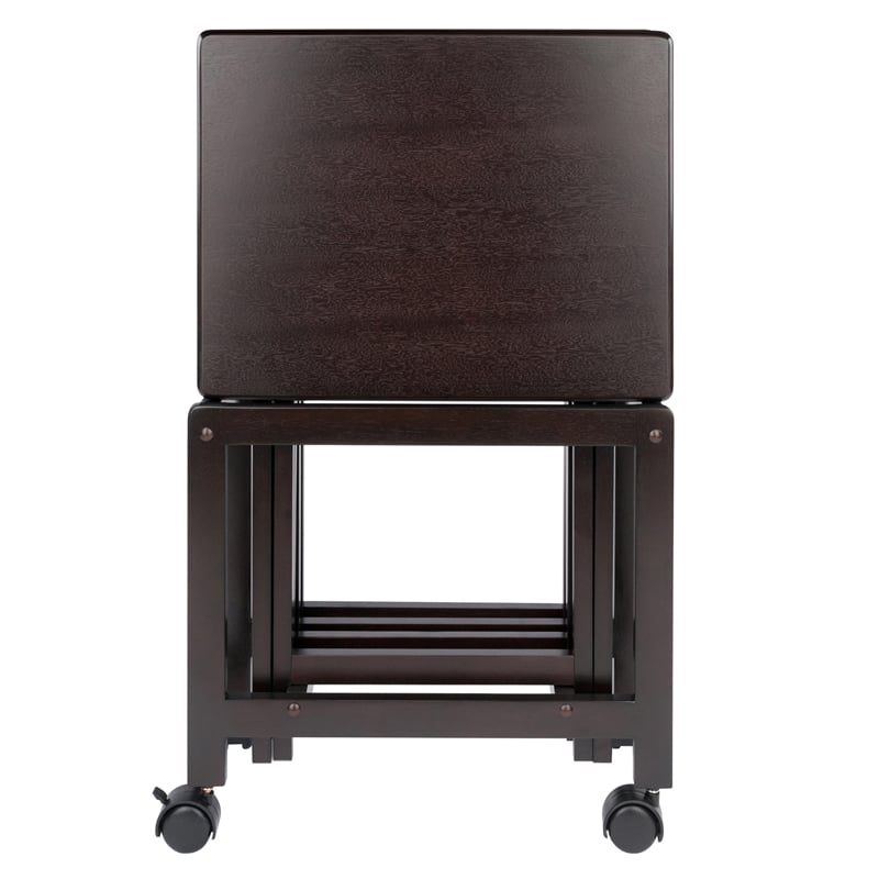 Winsome Allen 5-Piece Transitional Solid Wood Snack Table Set Coffee Finish