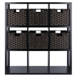 Winsome Timothy 7-Piece Wood Storage Shelf with Baskets in Black and Chocolate
