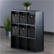 Winsome Timothy 7-Piece Wood Storage Shelf with Baskets in Black and Chocolate