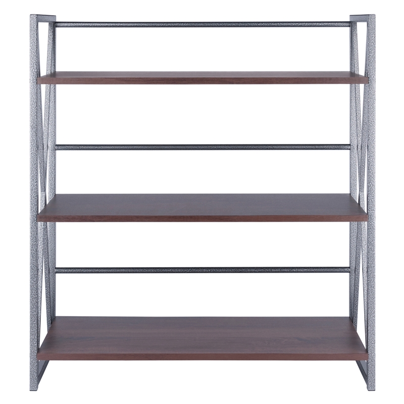 Winsome Isa 3-Tier Contemporary Wood Shelf in Graphite and Walnut