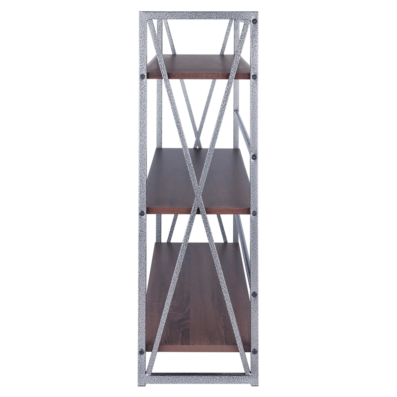 Winsome Isa 3-Tier Contemporary Wood Shelf in Graphite and Walnut