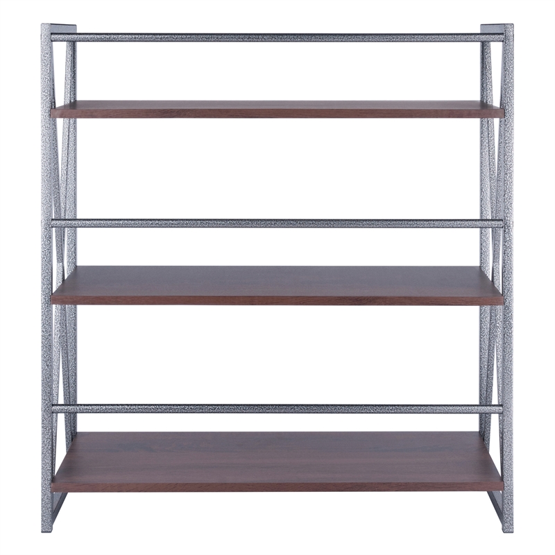 Winsome Isa 3-Tier Contemporary Wood Shelf in Graphite and Walnut