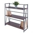 Winsome Isa 3-Tier Contemporary Wood Shelf in Graphite and Walnut
