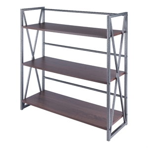 Winsome Isa 3-Tier Contemporary Wood Shelf in Graphite and Walnut