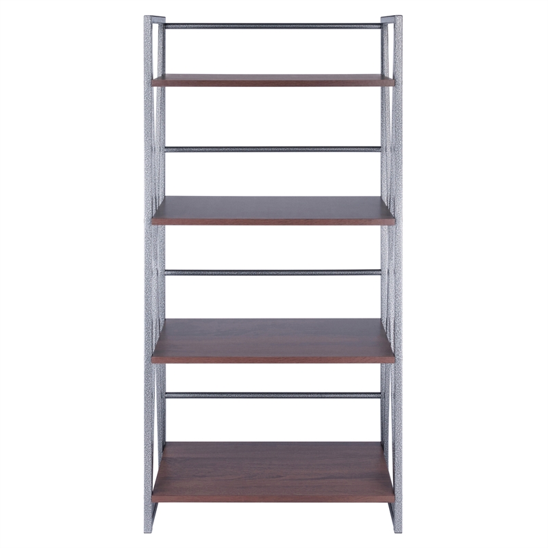 Winsome Isa 4-Tier Contemporary Wood Shelf in Graphite and Walnut