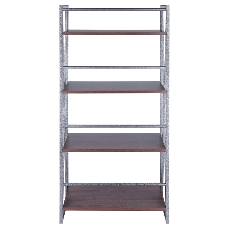 Winsome Isa 4-Tier Contemporary Wood Shelf in Graphite and Walnut