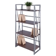 Winsome Isa 4-Tier Contemporary Wood Shelf in Graphite and Walnut