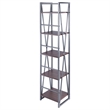 Winsome Isa 5-Tier Contemporary Wood Shelf in Graphite and Walnut