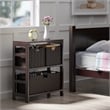 Winsome Leo 4-Piece Solid Wood Storage Shelf w/ Baskets in Espresso/Chocolate