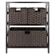 Winsome Leo 4-Piece Solid Wood Storage Shelf w/ Baskets in Espresso/Chocolate