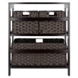 Winsome Leo 4-Piece Solid Wood Storage Shelf w/ Baskets in Espresso/Chocolate