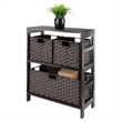 Winsome Leo 4-Piece Solid Wood Storage Shelf w/ Baskets in Espresso/Chocolate