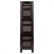 Winsome Leo 7-Piece Solid Wood Storage Shelf with Baskets in Espresso/Chocoalte