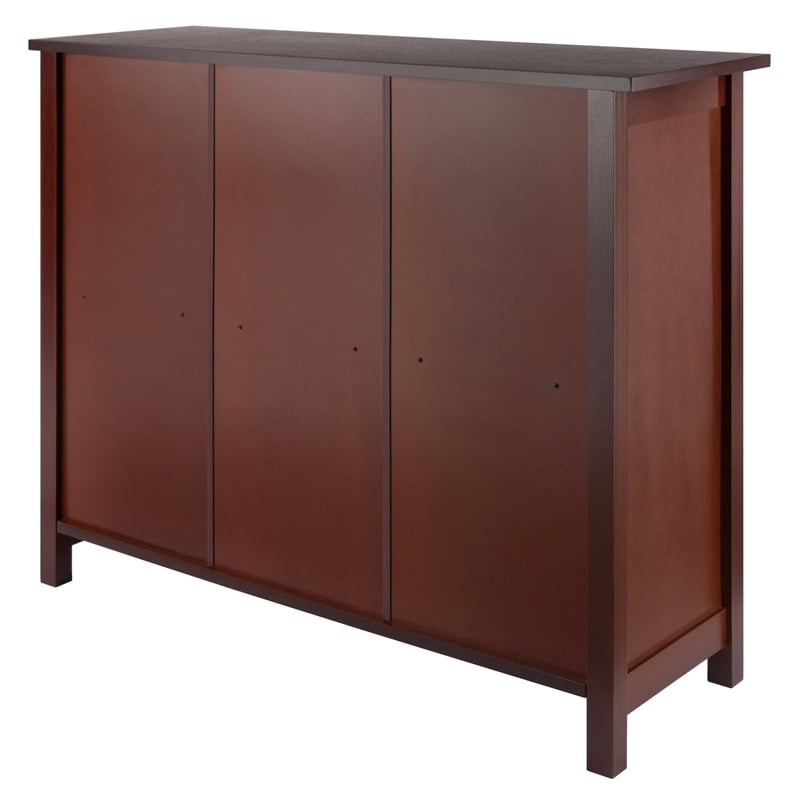 Winsome Milan 4-Piece Solid Wood Storage Shelf with 3 Foldable Baskets in Walnut