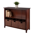 Winsome Milan 4-Piece Solid Wood Storage Shelf with 3 Foldable Baskets in Walnut