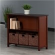 Winsome Milan 4-Piece Solid Wood Storage Shelf with 3 Foldable Baskets in Walnut