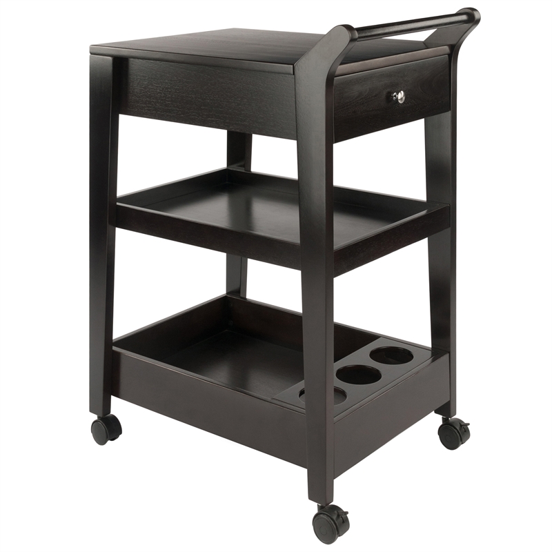 Winsome Jeston Entertainment Modern Solid Wood Bar Cart Espresso
