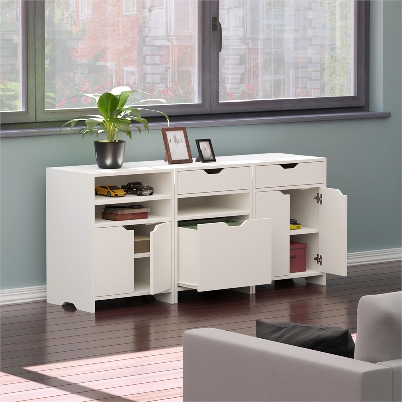 Winsome Nova 3-Piece Contemporary Wood Storage Cabinet Set in White